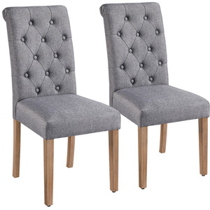 Dark Grey Set of 2 Classic Padded High Back Dining Chair shot 6411580