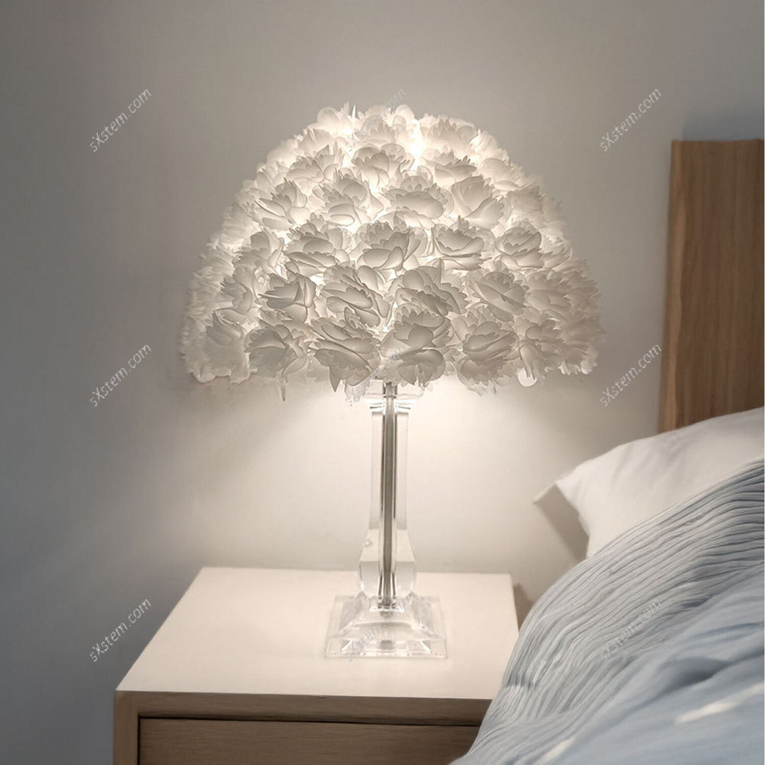 Image of Umbrella-shaped White Table Lamp - White