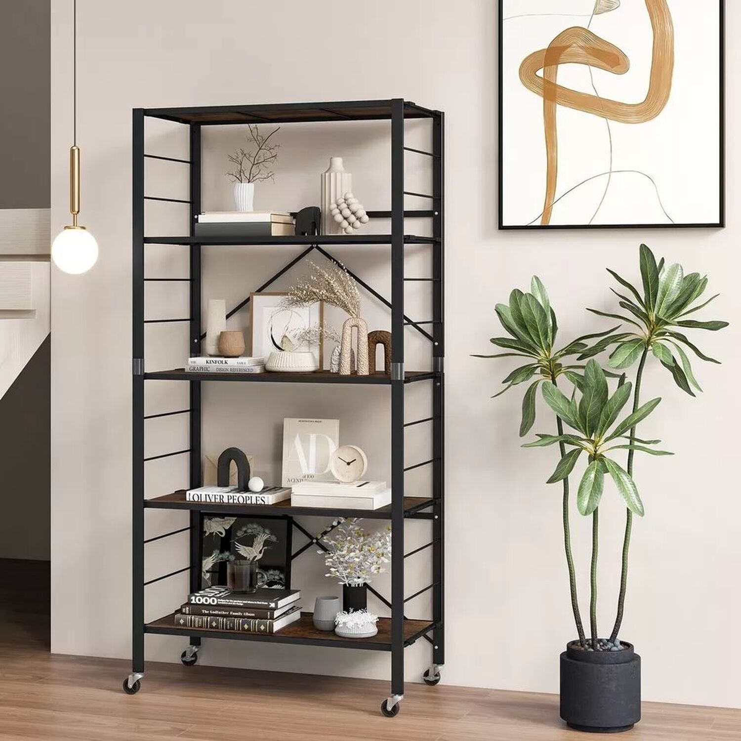 5 Tier Foldable Shelving Unit Bookcase