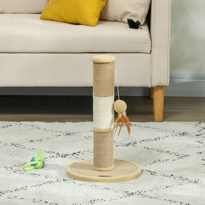 PawHut Cat Scratching Post for Indoor Cats with Hanging Toy Ball