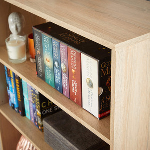 Oak Effect Home Source Clara Low Wide Storage Bookcase  shot 7021580