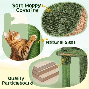 Green / Particle Board, Fabric, Plush, Sisal Cactus Cat Tree with Natural Sisal shot 7257595