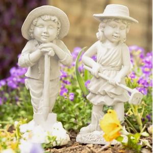 Boy and Girl Garden Statues