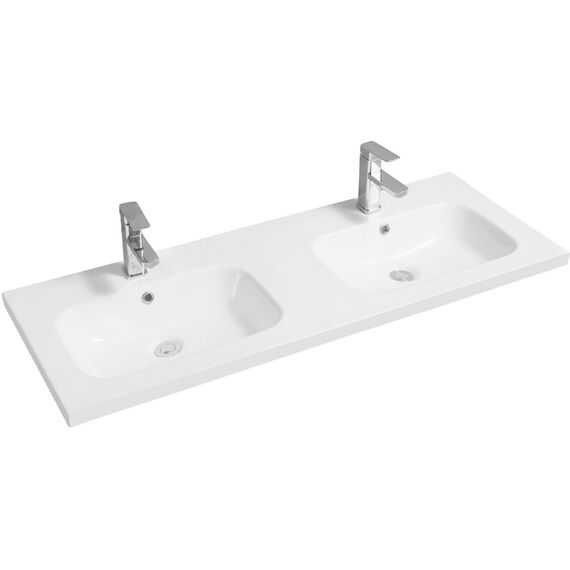 Ceramic 121cm Mid-Edge Double Inset Basin with Oval Bowl