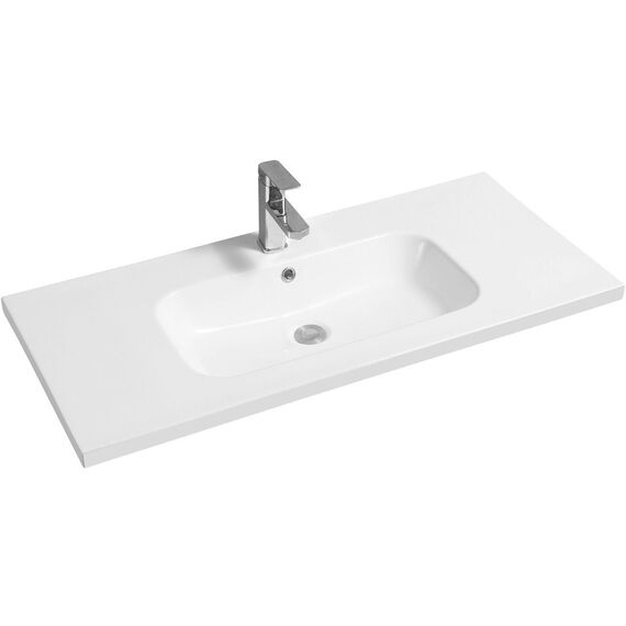 Ceramic 101cm Mid-Edge Inset Basin with Oval Bowl