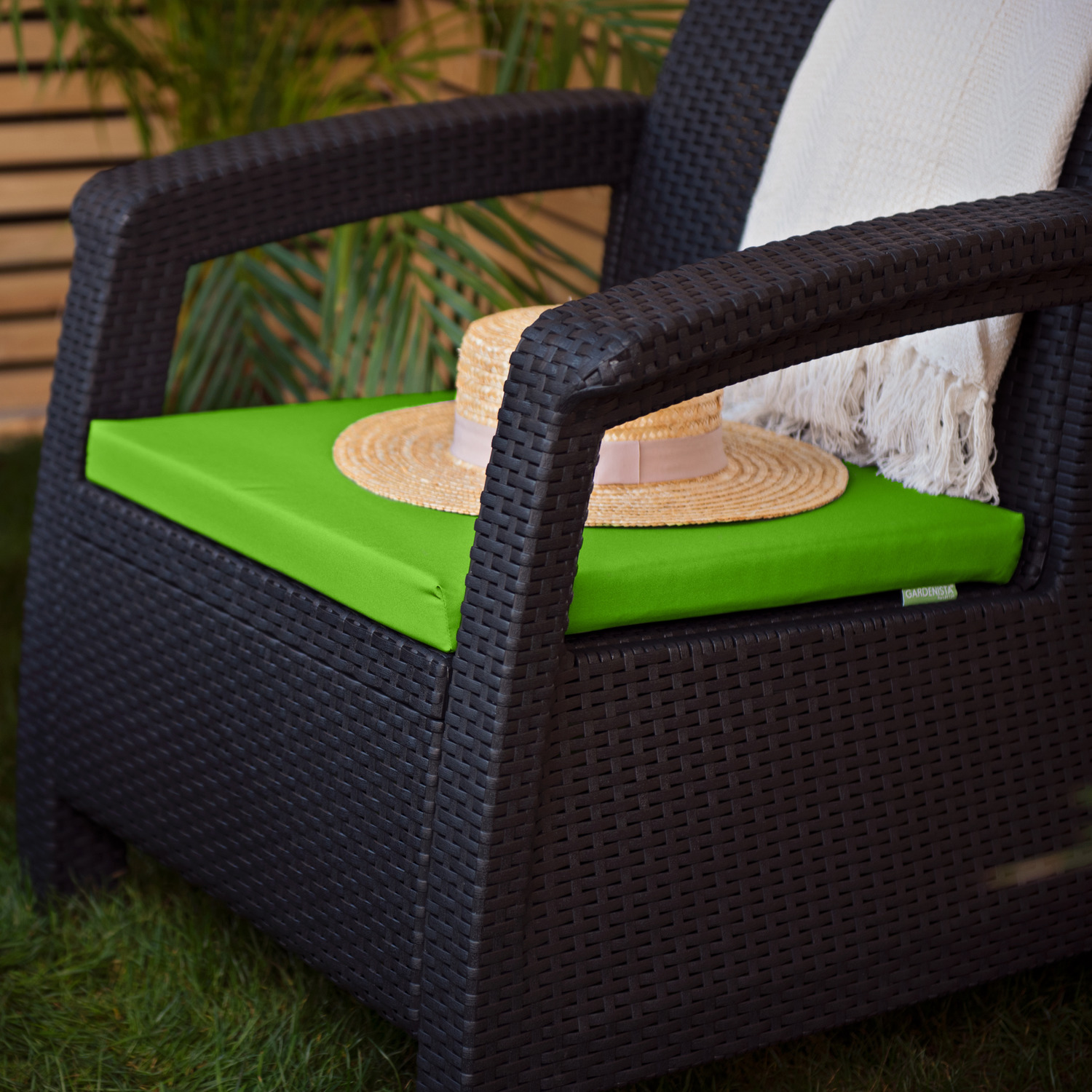 Outdoor Rattan Chair Cushion Garden Keter Furniture 2pc Seat Pads - Lime