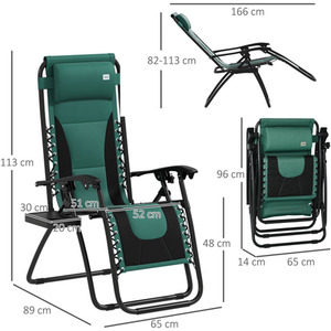 Outsunny Zero Gravity Lounger Folding Recliner Chair W/ Cup Holder