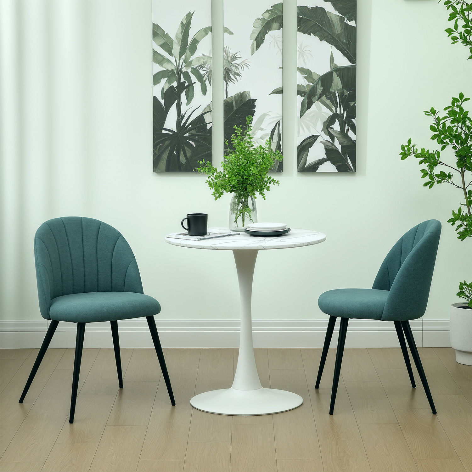 HOMCOM Modern Dining Chairs Set of 2 with Shell Backrest