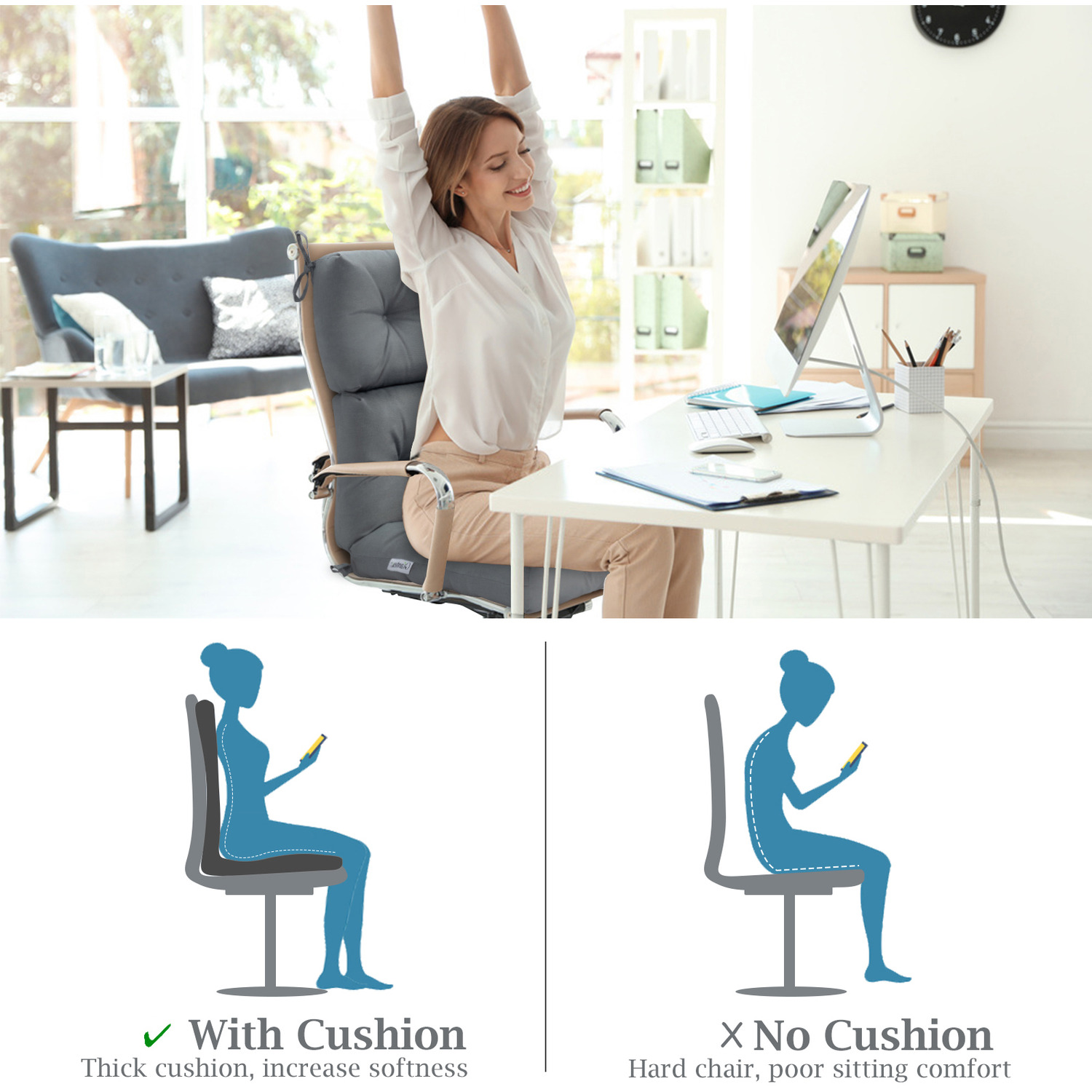 High Back Chair Cushion - Grey