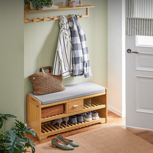 Brown SoBuy Bamboo 2 Tiers Shoe Rack shot 7757670