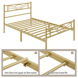 Antique Gold / Single Metal Bed Frame with Cloud Design shot 7824866