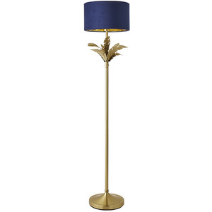 Christina Palm Leaf Floor Lamp with Velvet and Metallic Shade