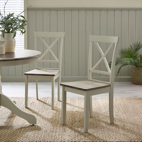 Millford 2x Solid Wood Cross Back Dining Chairs