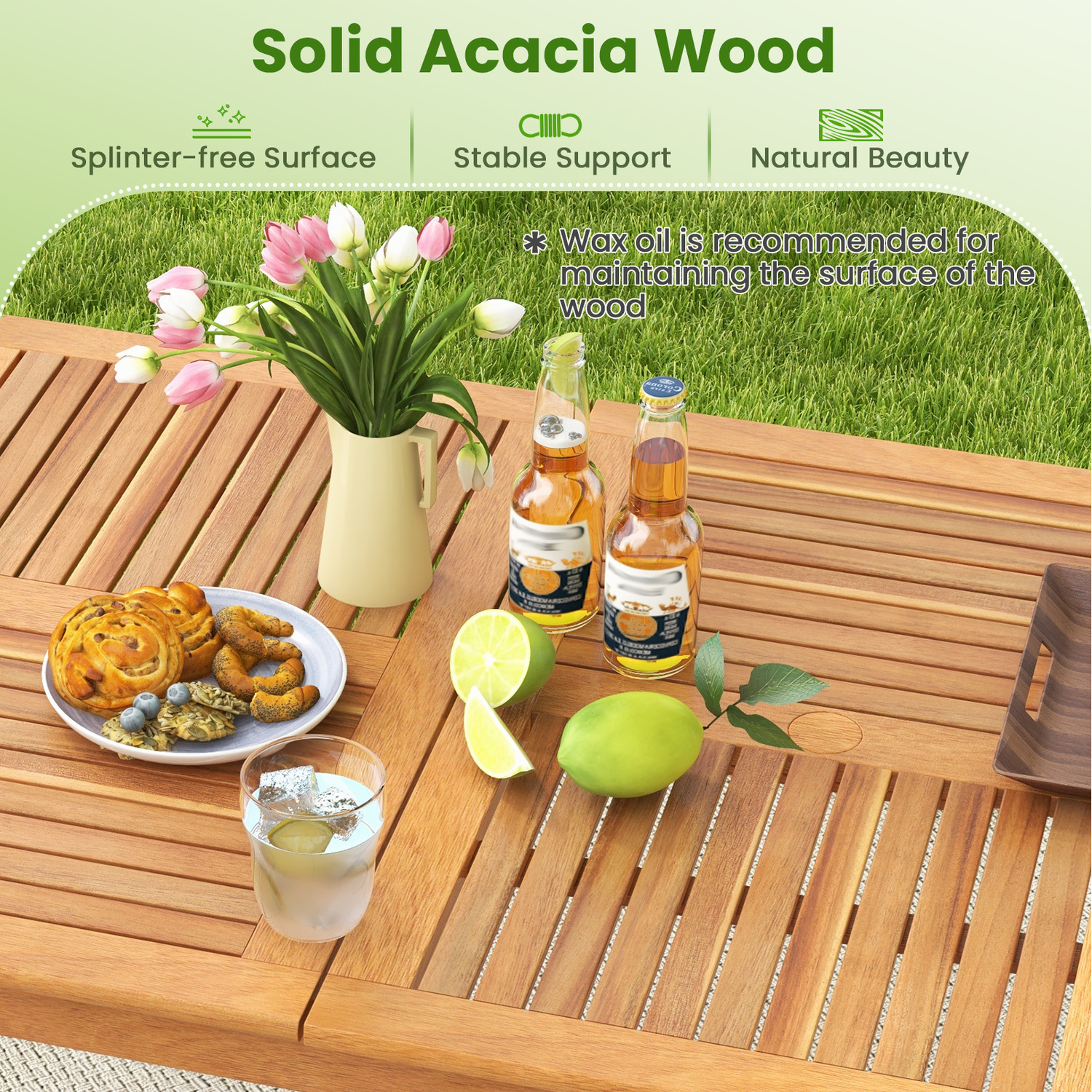 Outdoor Rectangular Dining Table For 6 People - Brown