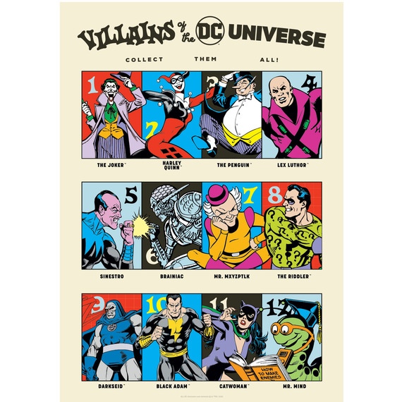 DC 90th Anniversary Villains A3 Art print