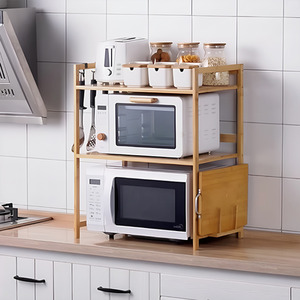 Lifeideas 2-Tier Wooden Spice Rack with Hooks