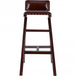 Exquisite Ashwood Leather Bar Stool with Low Back LF 136