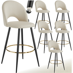 Rachel Velvet Look Padded Bar Stool with Backrest