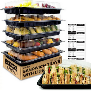 Black / 45cm / 25 Sandwich Platter Trays with Lids shot 10171114