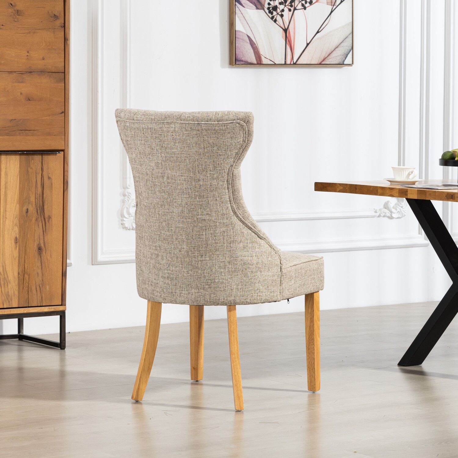 Tiana Fabric Dining Chairs - Set Of 2 - Light Brown