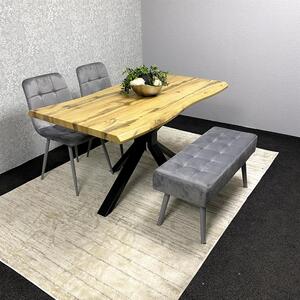 Dining Set with 2  greyTufted Velvet Chairs and  Velvet Bench