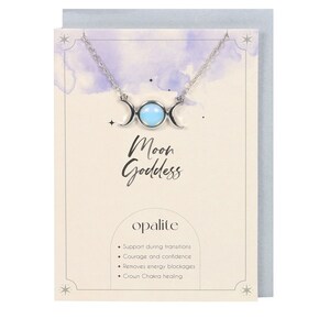 Moon Goddess Opalite Triple Moon Necklace Gift Set