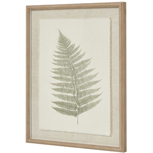 Bracken Art On Texture-Torn Paper With Beaded Frame White