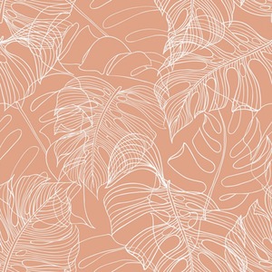 Monstera Leaf Wallpaper in Terracotta