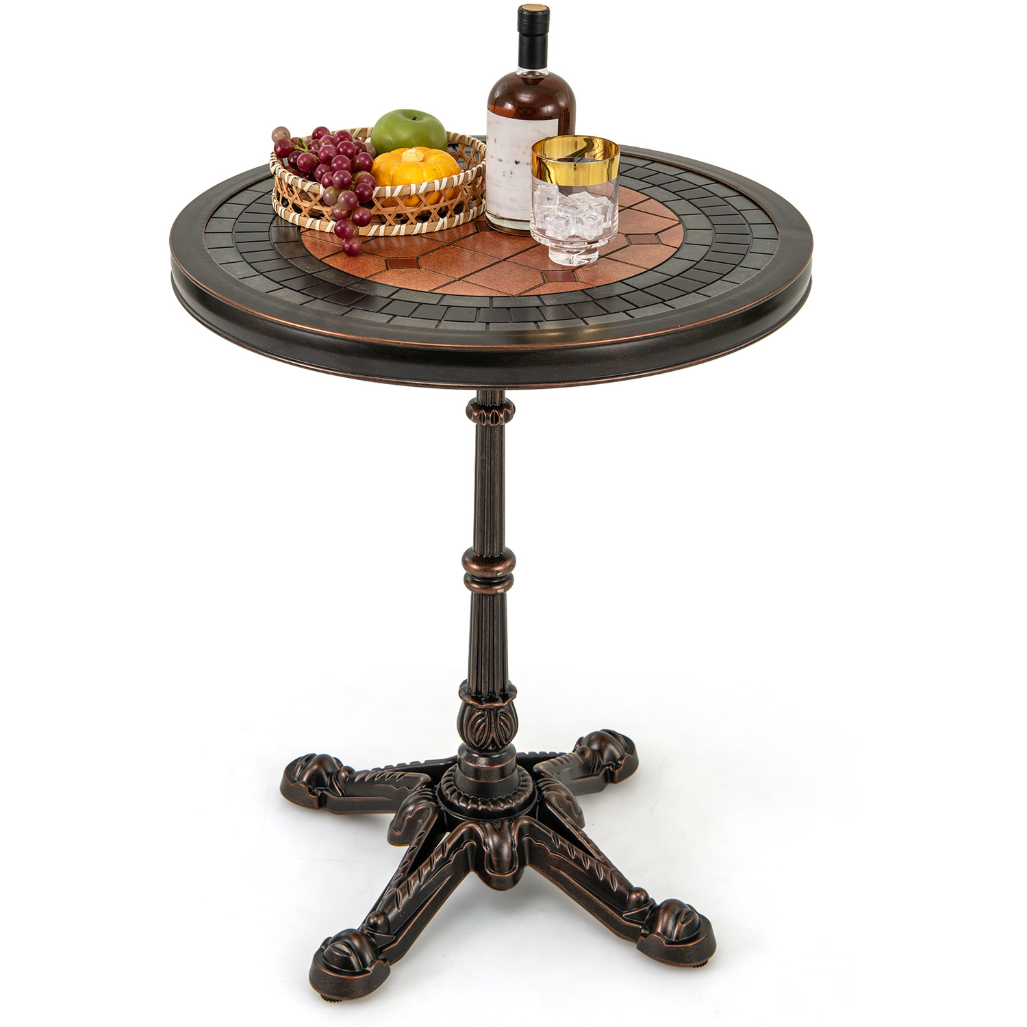 Round Patio Dining Table - Bronze