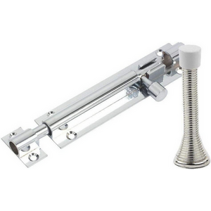 Dzina Barrel Bolt Straight with a Spring Doorstop