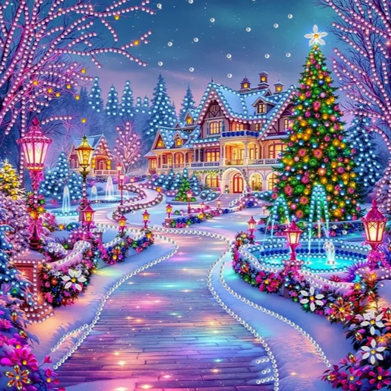 Aurora Christmas House Diamond Painting Kit