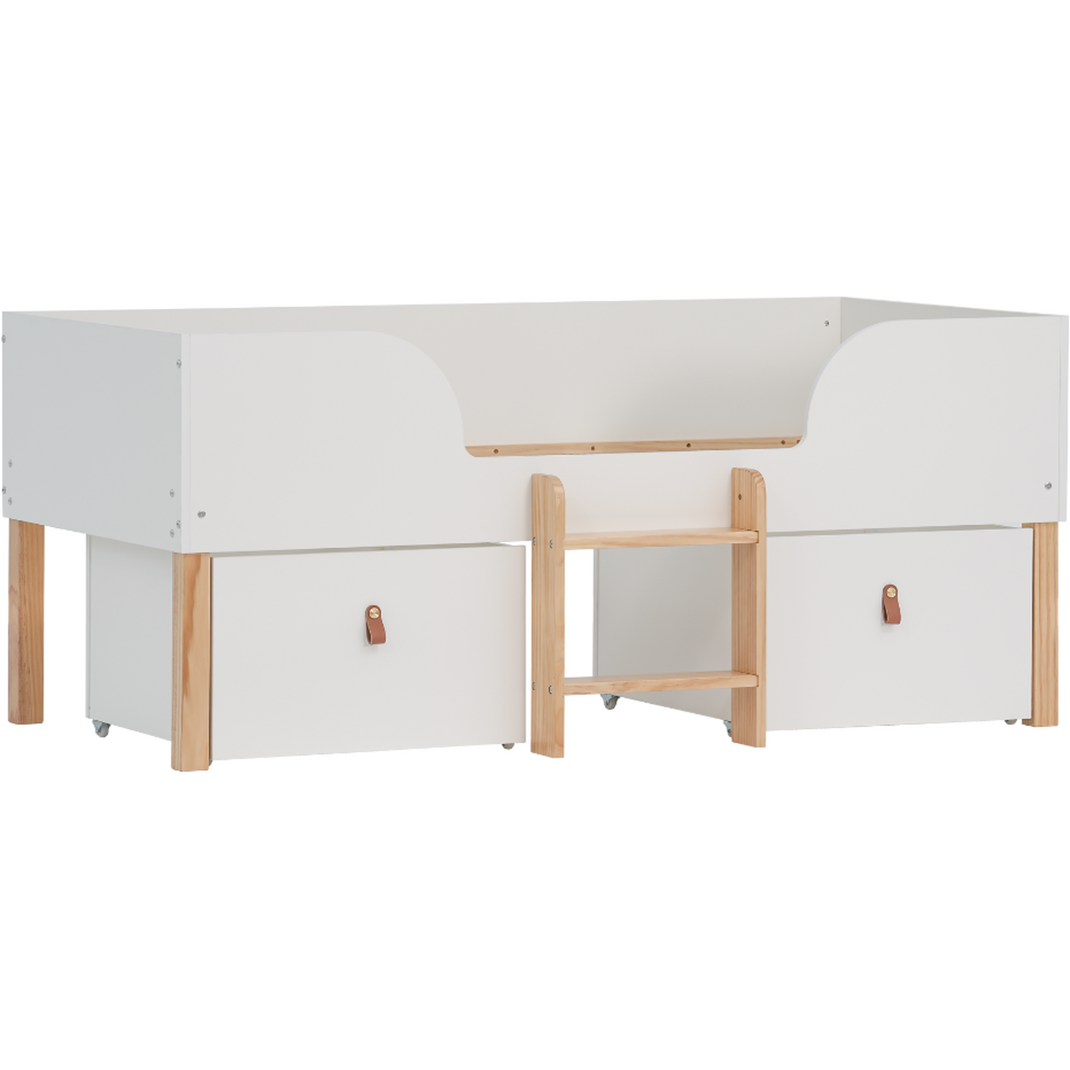 Arvid Kids Cabin Bed Captains Shorty Low Midsleeper With Storage - White