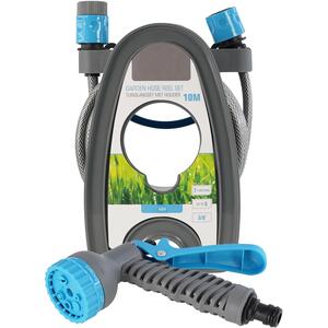 Garden Hose Reel Set 10m Pipe with 7 Function Spray Gun