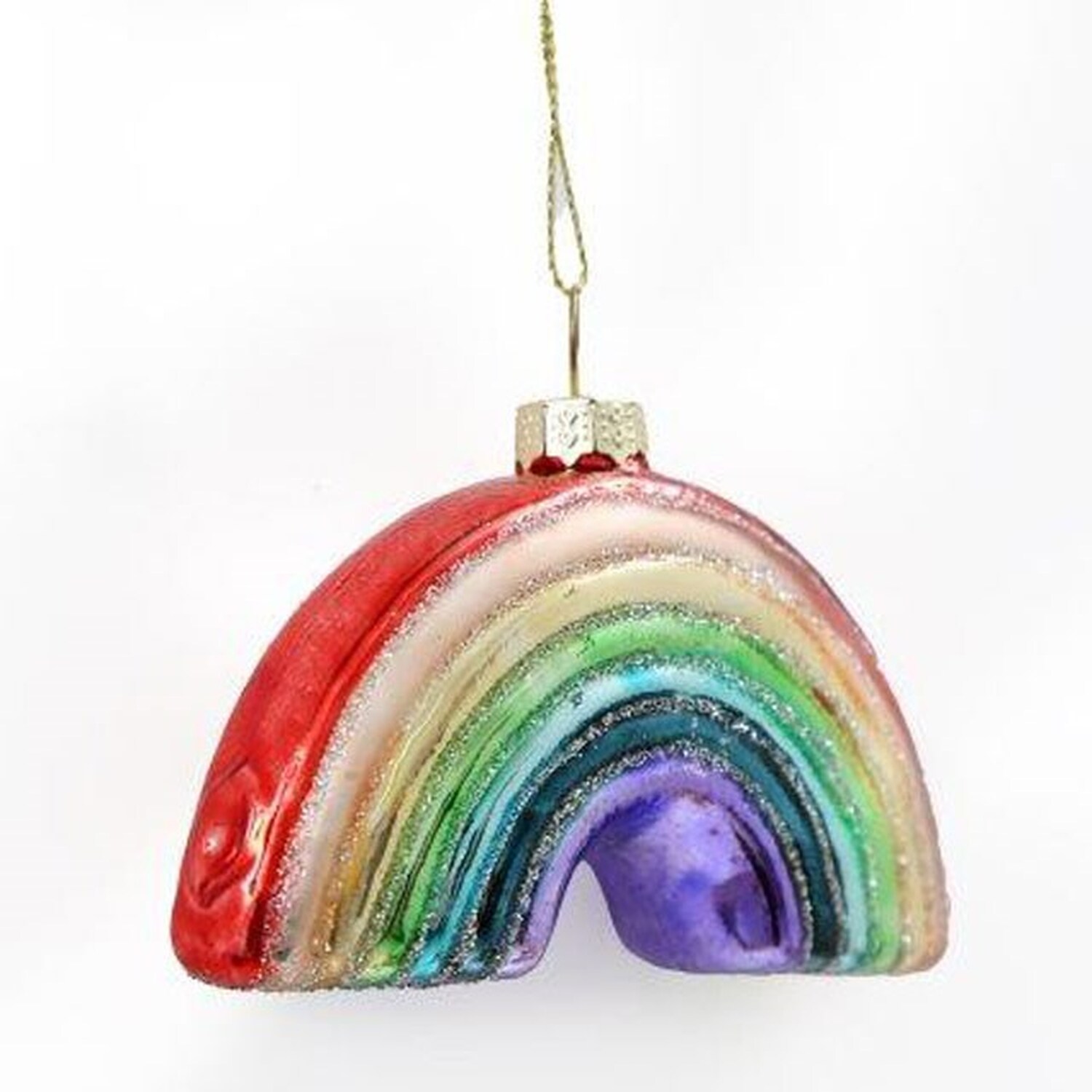 Rainbow Cheer Glass Bauble For Festive Tree Decor - Multicolor