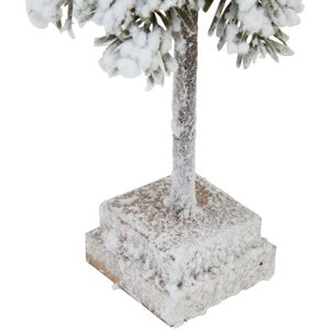 Snowy Cedar Tree Sculpture On Wood Block