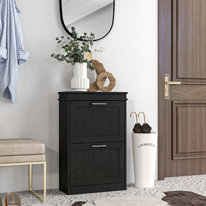 HOMCOM Slim Shoe Storage Cabinet with 2 Flip Drawers