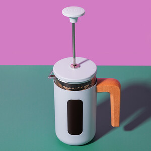 La Cafetire 'Pisa' 3 Cup Cafetiere, Sky Blue with Wooden Handle 350ml
