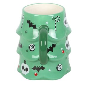Spooky Christmas Tree Mug Creepy Candy Canes Skulls