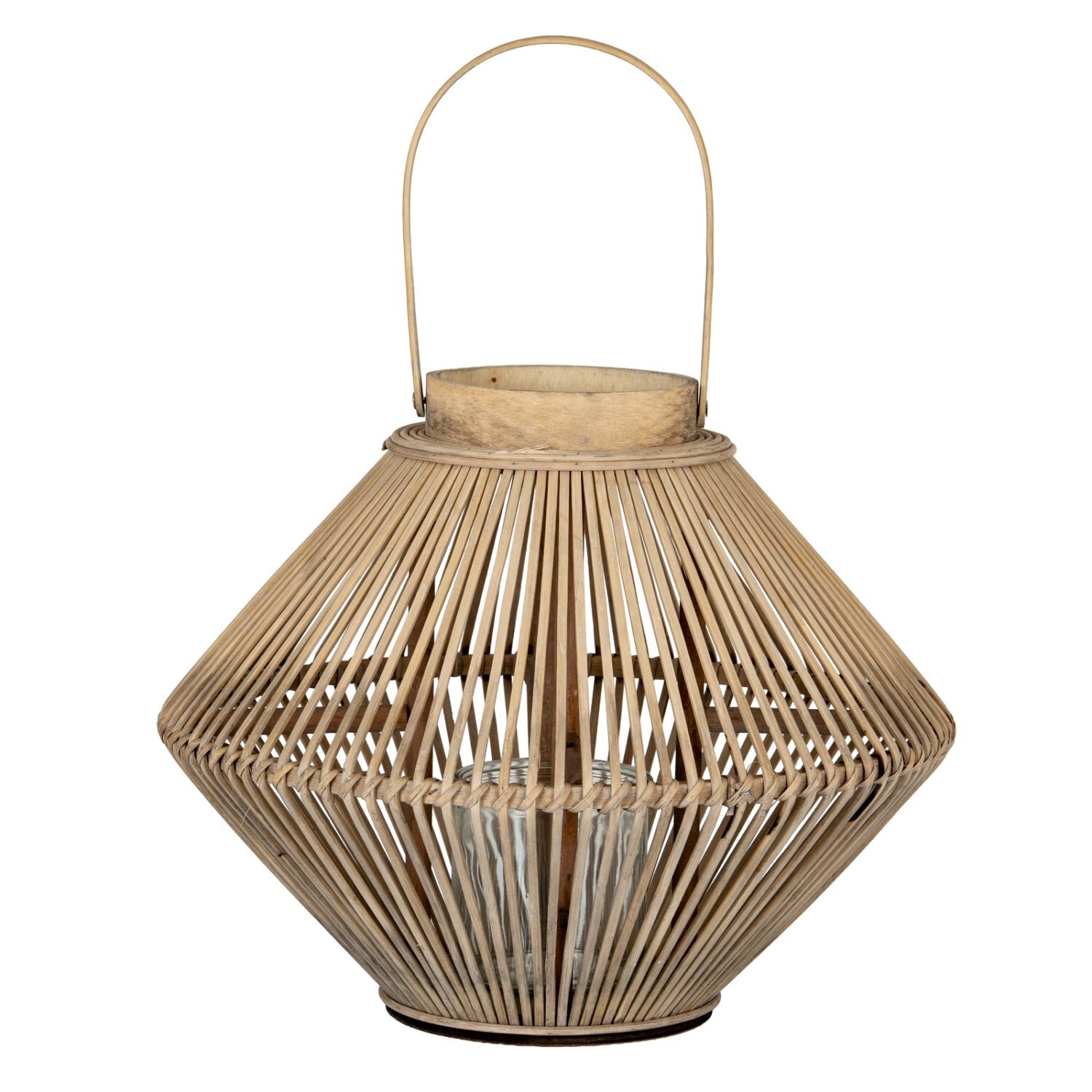 Image of Cone Wicker Lantern with Glass Holder&hellip;