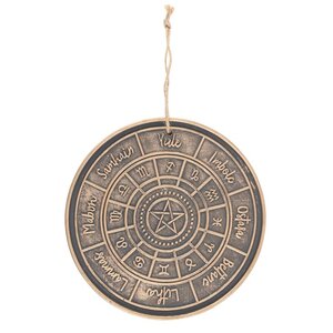 Bronze Wheel of the Year Hanging Terracotta Plaque for Seasonal Decor