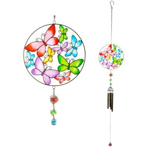 Colorful Circular Butterfly Windchime - Handcrafted  Ethically Sourced
