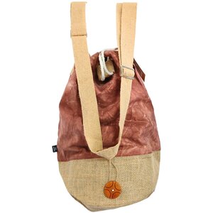 All Natural Terracotta Stonewash Backpack with Hamsa Symbol