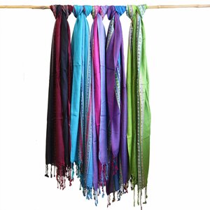 Passion Purple Varanasi Cotton  Rayon Scarf - 22x72cm, Indian Heritage