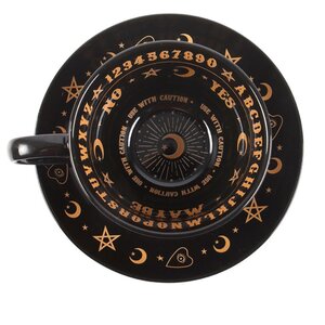 Mystic Talking Board Teacup Saucer Set Gold Finish