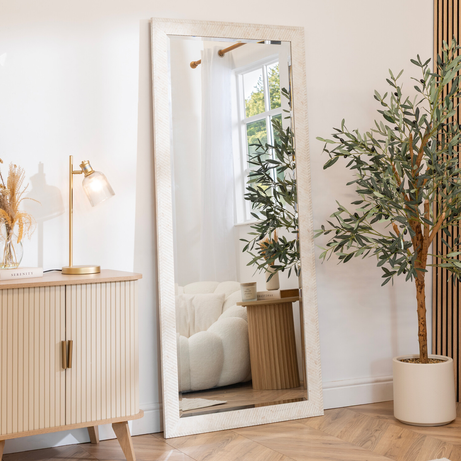 Embossed Stone Effect Bevelled Mirror