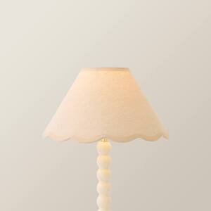 Florie Natural Linen Tapered Lamp Shade with Scallop Pastel Trim - Small Linen / Yes