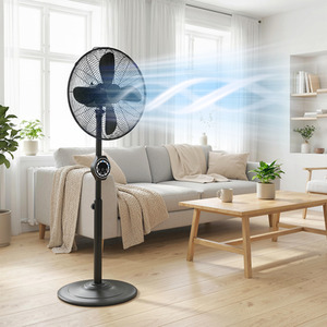 HOMCOM Metal Pedestal Fan with Oscillating Adjustable Height Timer