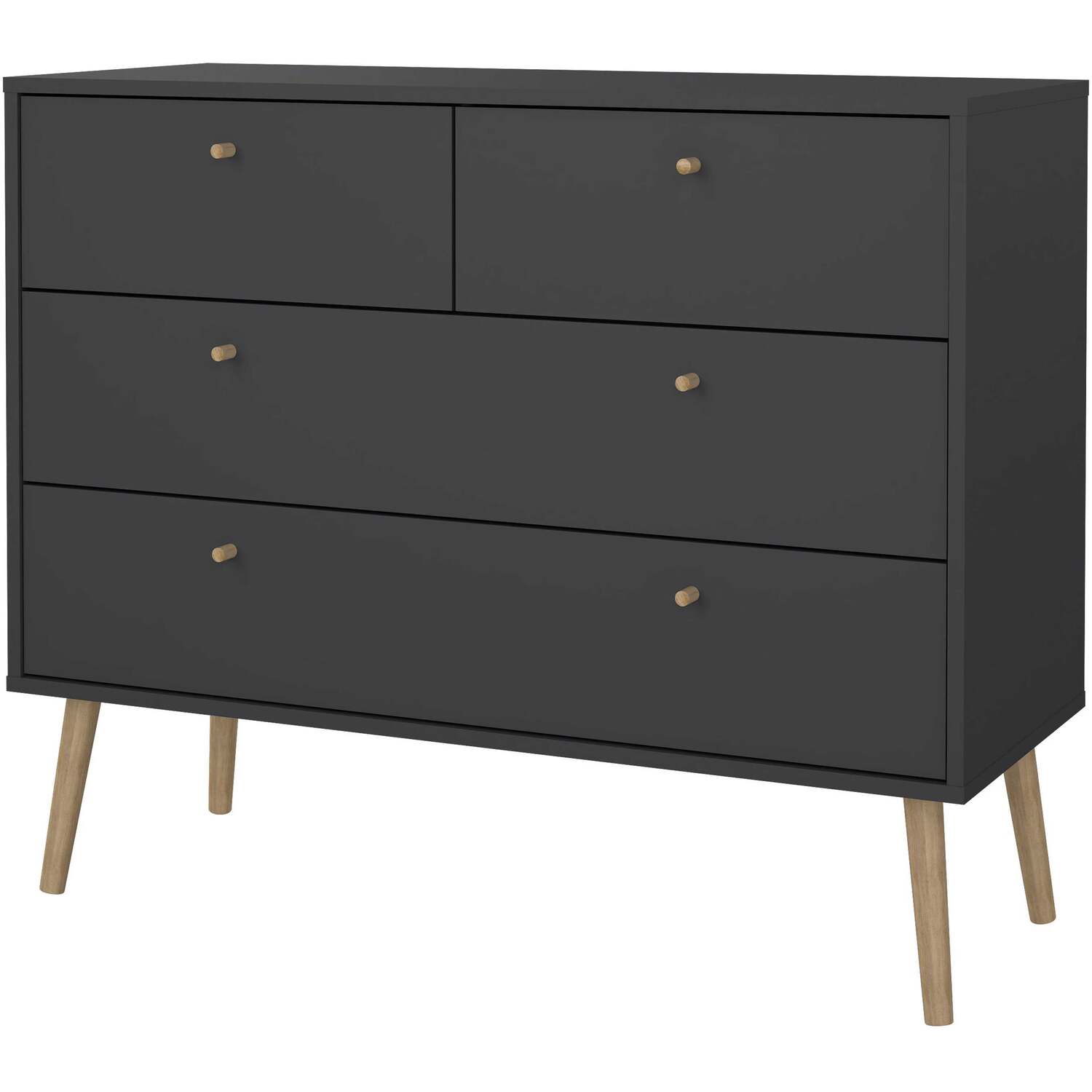 Wyld Haus Quietbloom Dark Grey 4-Drawer Wooden Chest - Grey