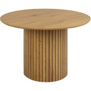 Rome Round Dining Table Wild Oak Effect Matt Top with Lamella Pillar Base