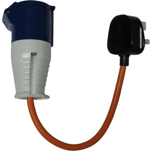 Fly Lead Socket Converter 13A Plug to 16A Socket (Cable Caravan RV Motorhome Adaptor)